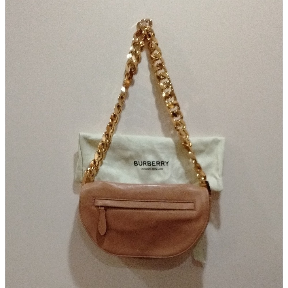 NWOT Burberry Olympia Small Brown  Shoulder Bag Gold Chain Strap Zip Pockets